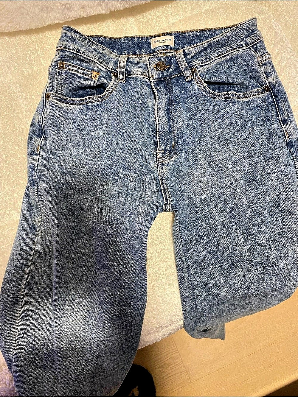 Yves Saint Laurent Straight Leg Blue Jeans
